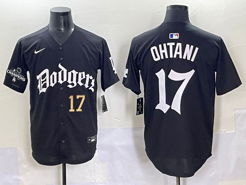 Men 2025 Los Angeles Dodgers #17 Ohtani Black Seventh generation Joint Name Nike MLB Jersey style 3
